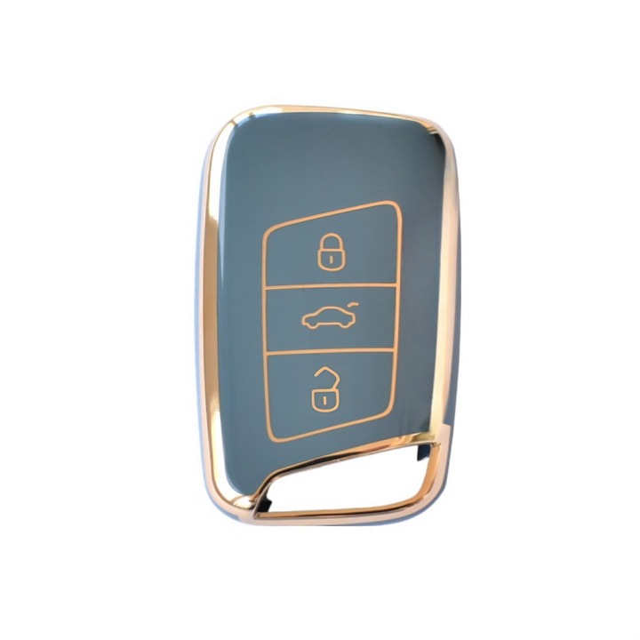 Carcasa protectie telecomanda auto pentru Volkswagen Passat Magotan, CC B8 Variant, Skoda Octavia A7, Skoda Superb culoare gri
