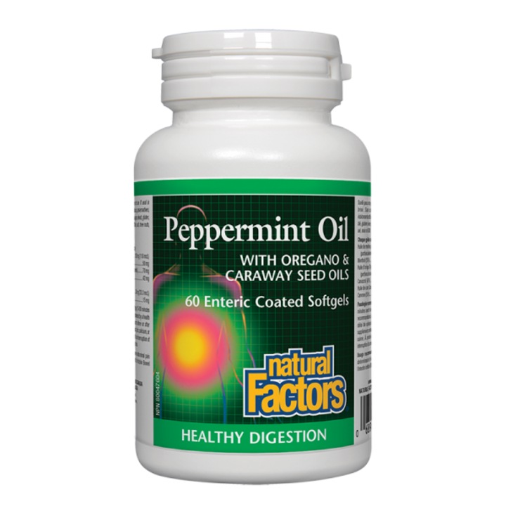 Supliment alimentar, Natural Factors, Tract gastrointestinal, Uleiuri de menta, Oregano si chimen, 60 de capsule moale