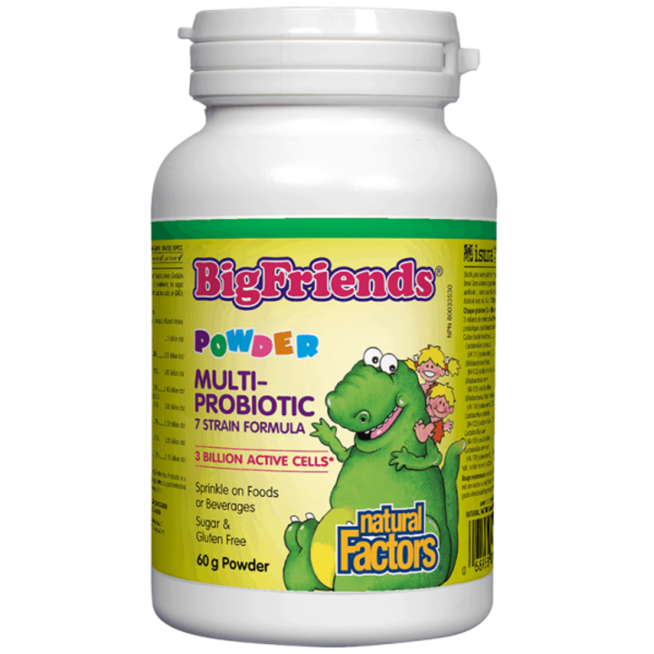 Хранителна добавка Natural Factors, Multi-Probiotic Powder Big Friends, Мулти пробиотик за деца 3 млрд. активни пробиотици x 60 g пудра