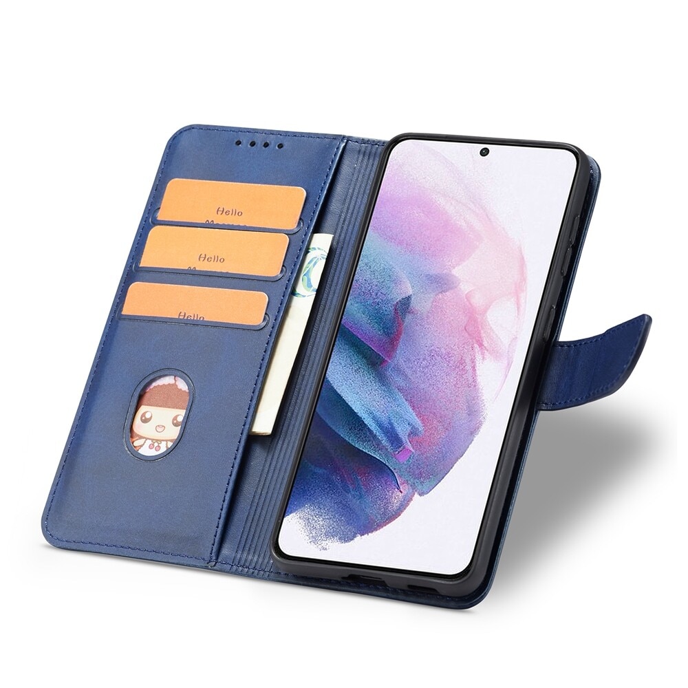 Husa compatibila cu Xiaomi 11T, Piele ecologica, Inchidere magnetica, Suport card, Suport, Albastru