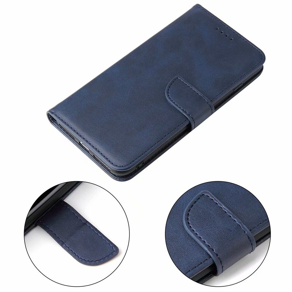 Husa compatibila cu Xiaomi 11T, Piele ecologica, Inchidere magnetica, Suport card, Suport, Albastru