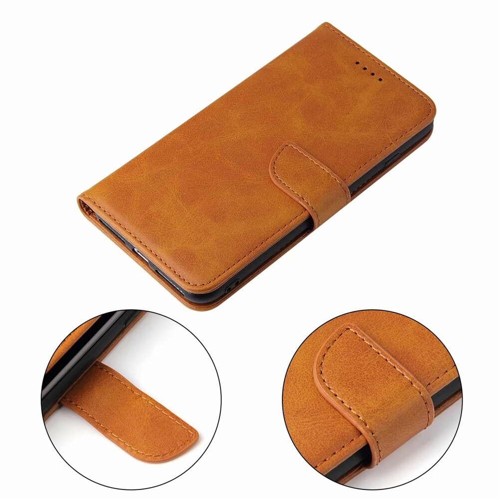 Husa din piele pentru Xiaomi Redmi Note 11 Pro 5G, Inchidere magnetica, Suport card, Maro deschis