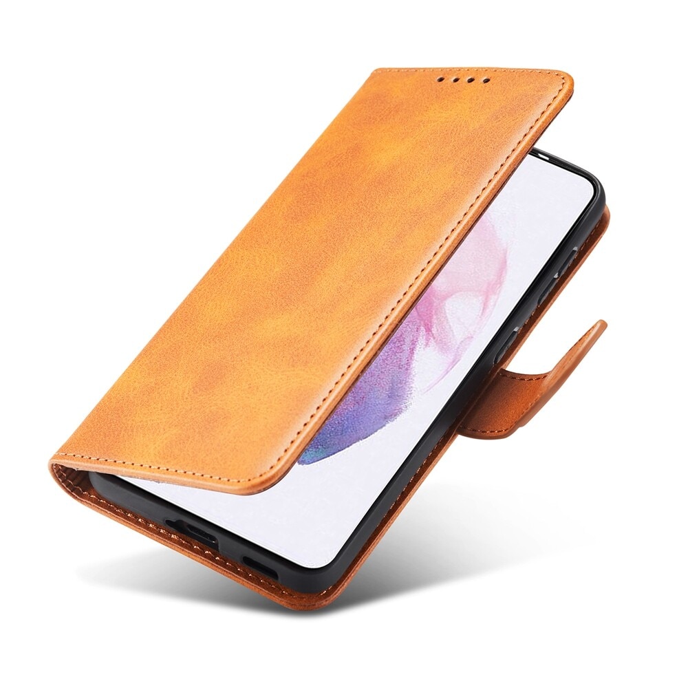 Husa din piele pentru Xiaomi Redmi Note 11 Pro 5G, Inchidere magnetica, Suport card, Maro deschis