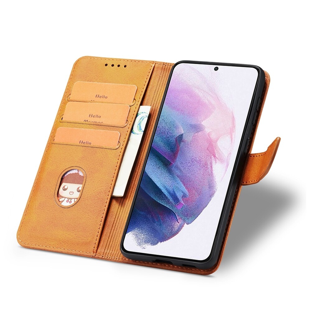 Husa din piele pentru Xiaomi Redmi Note 11 Pro 5G, Inchidere magnetica, Suport card, Maro deschis