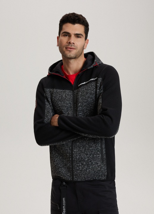 Мъжки суитчър DIVERSE DKR CROSS 4, Лого Дакар, С качулка, С Цип, Черен меланж