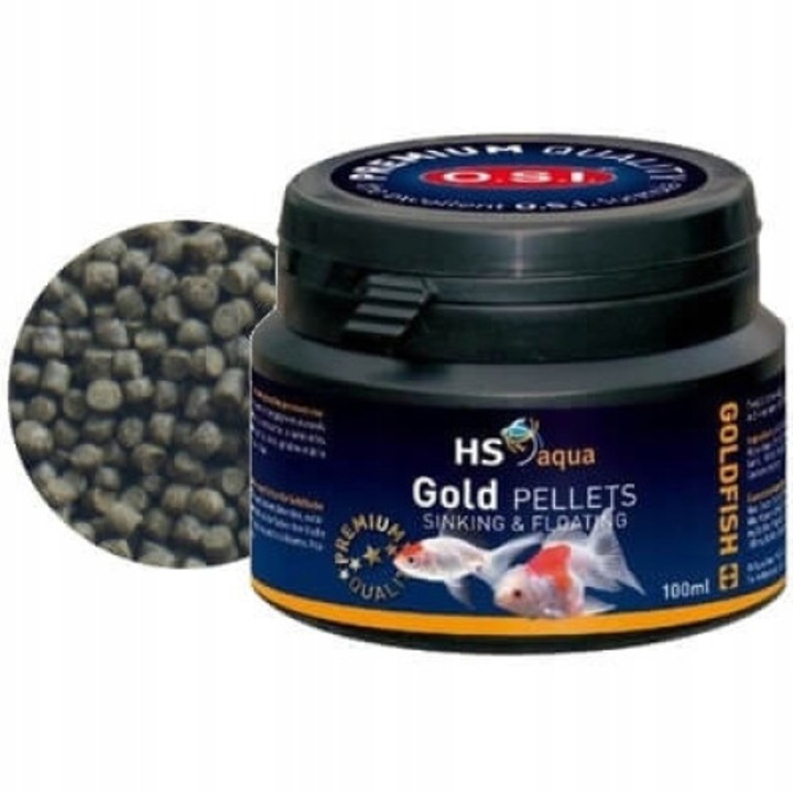 Granulat pentru pesti, HS O.S.I. Gold Pellets, 100ml (45g), pentru pesti aurii, contine enzime digestive, vitamine, usturoi