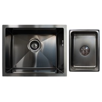 Pachet chiuveta inox SanDonna HD5040 sub blat, cu scurgator, handmade, 500x400x230 mm, Negru