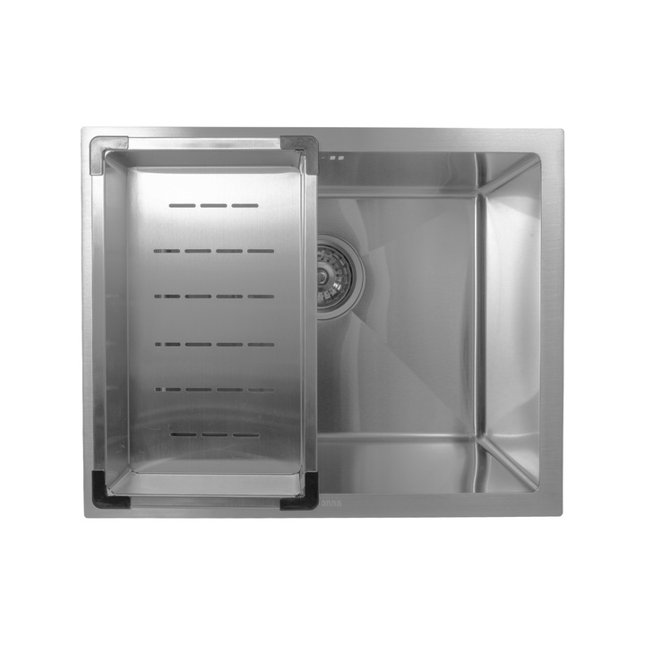 Кухненска мивка SanDonna HD5040, Неръждаема стомана, С отцедник, 500x400x230 мм, Хром/Сатен
