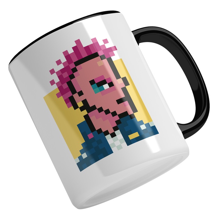 Cana Cu Baiat In Pixeli Putini, Par Roz, Coama, Joc Video Multicolor 330 ml, Maner Negrux