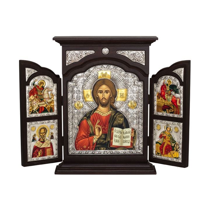 Triptic din argint Mantuitorul Pantocrator 44x34 cm