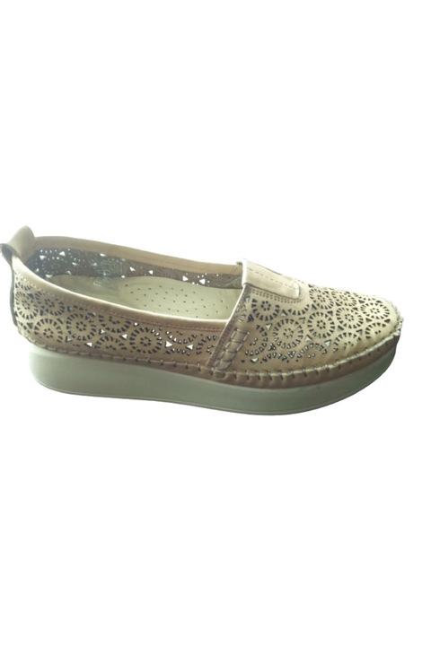 Pantofi perforati dama, Piele naturala, Anna Viotti 4385, Bej
