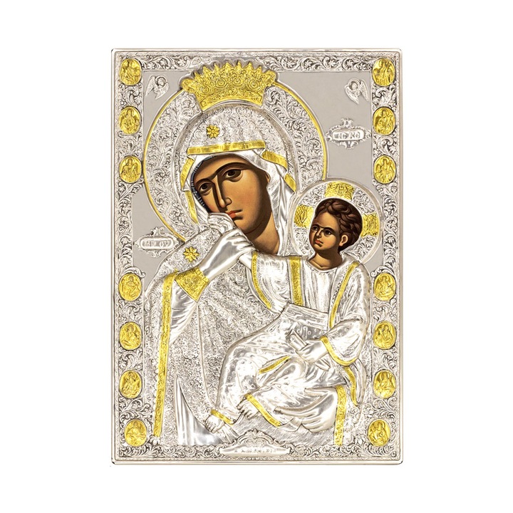 Icoana din argint Maica Domnului Paramythia Mangaietoarea 23x34 cm