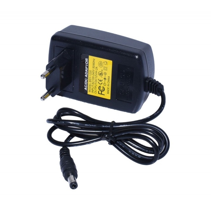 Alimentator Stabilizat 12V 2A Negru – Sursa de Alimentare pentru Dispozitive Electronice, Proiecte DIY, si Echipe de Lucru
