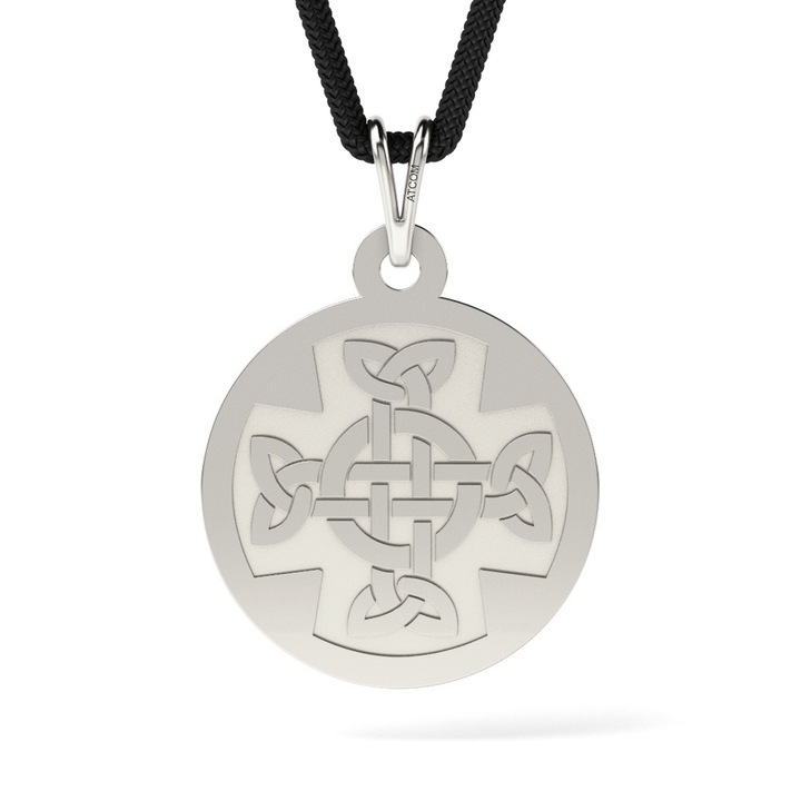 Pandantiv din aur alb cu snur model Ortodox 18