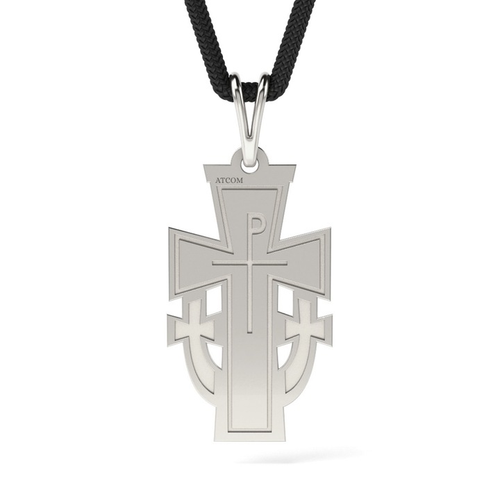 Висулка от бяло злато с корда православна модел 20