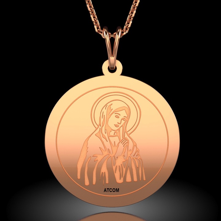 Lantisor cu pandantiv din aur roz model Banut ortodox 1