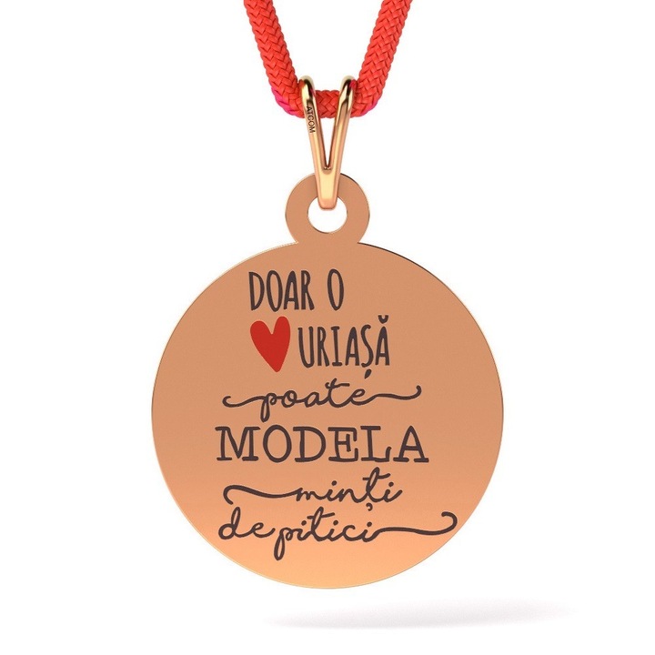 Pandantiv din aur roz cu snur model Doar o inima