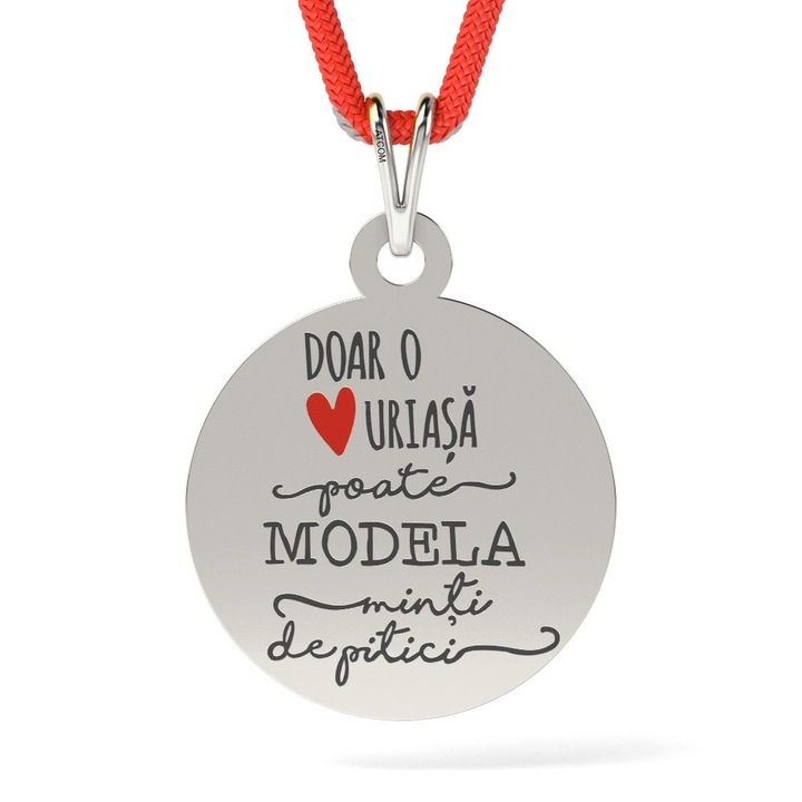 Висулка, Сърце, С послание, С връв, Бяло злато