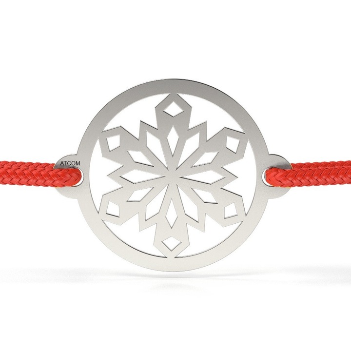 Bratara din aur alb cu snur model Steluta de nea