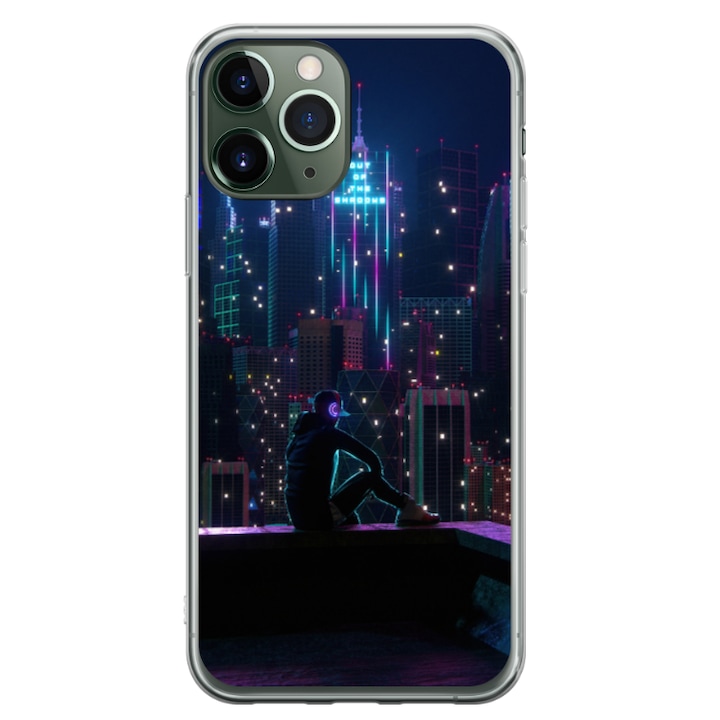 Egyedi HQ Print 360 fokos tok Apple iPhone 11 Pro készülékhez, Neon City modell, többszínű, S1D1M0260