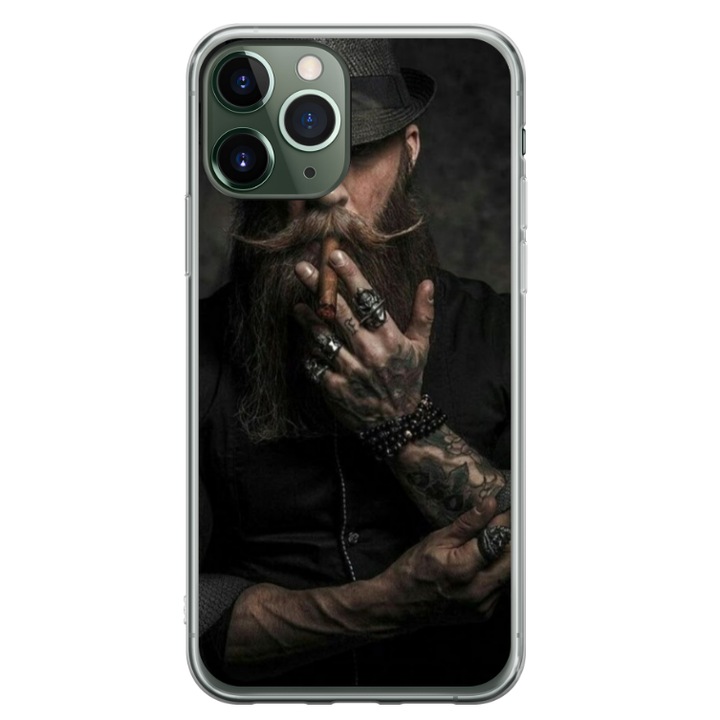 Персонализиран HQ Print 360 градусов калъф за Apple iPhone 11 Pro Max, модел Beard Man, многоцветен, S1D1M0355