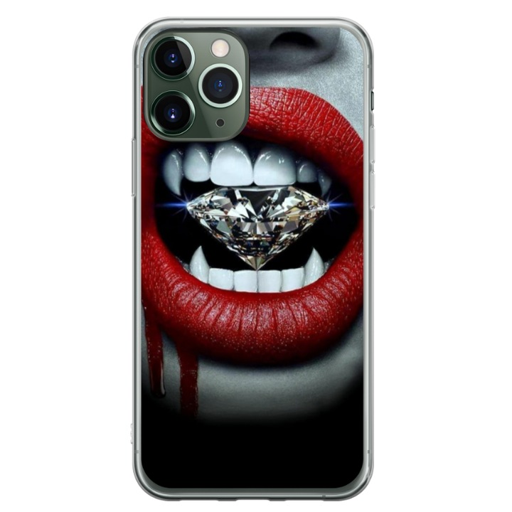 Персонализиран калъф HQPrint и силиконово фолио за Apple iPhone 11 Pro, модел Diamond Vampire, многоцветен, S1D1M0370