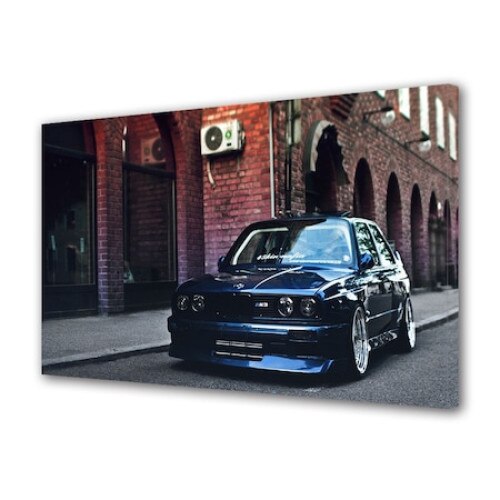 Декоративна картина за стена, с дървена рамка, автомобил BMW, 33 х 24 ...