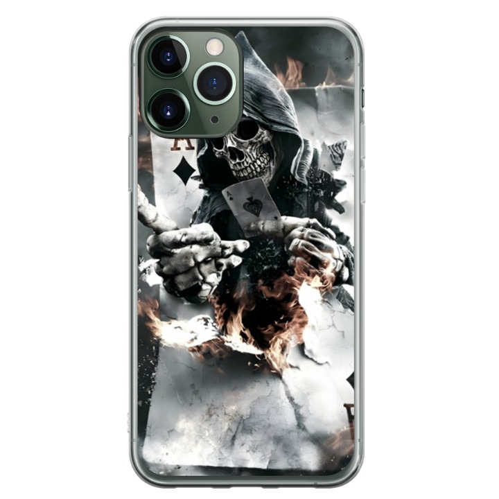 Персонализиран HQ Print 360 градусов калъф за Apple iPhone 11 Pro Max, модел Skeleton Cards, многоцветен, S1D1M0301