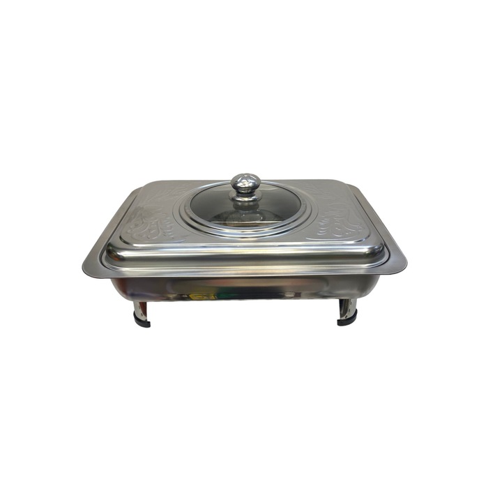 Tava cu capac din inox pentru gratar, 40 X 30 cm