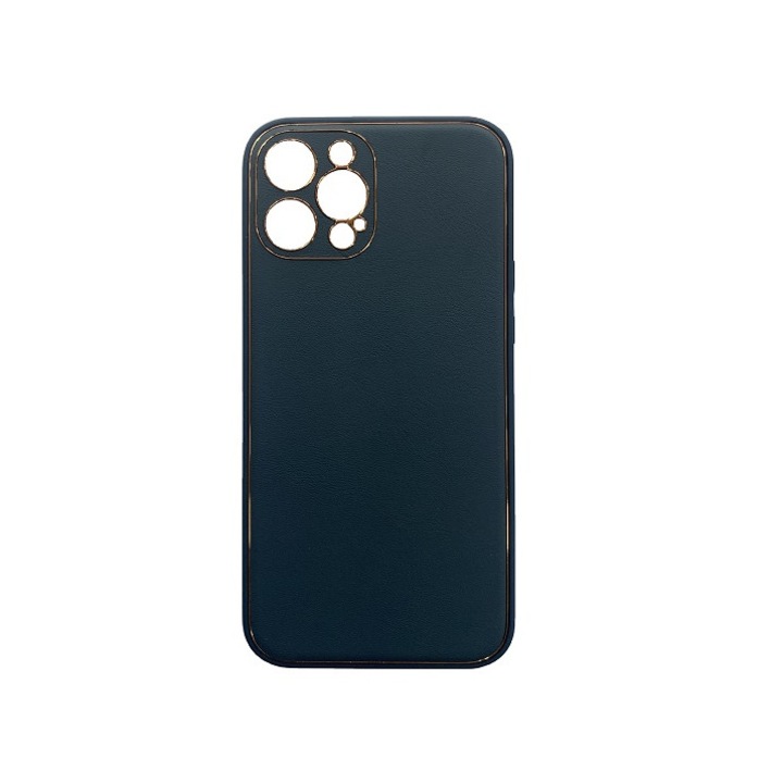 Elegáns ökológiai bőr tok, kameravédelemmel, iPhone 13 Pro Max készülékhez, kék