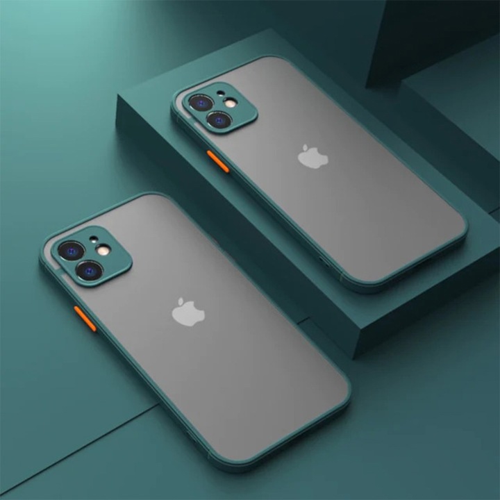 Husa de Protectie pentru Apple iPhone 11 Pro Max, Silicon TPU, Protectie Camera, Trendy Smoky Design, Verde