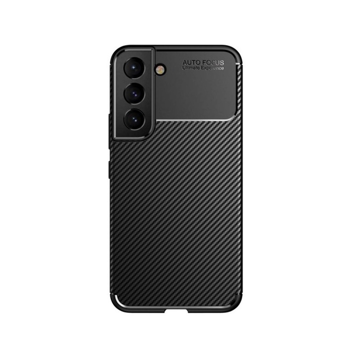 Husa de silicon pentru Samsung Galaxy S22 5G, Carbon, Slim Fit, Durabil, Flexibil, Slim Fit, Negru