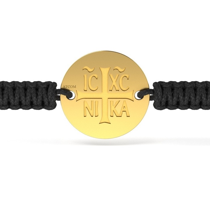 Гривна с плетена корда православна модел 15, Yellow gold