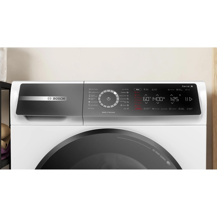 Masina de spalat rufe Bosch WGB24400BY, 9 kg, 1400 RPM, EcoSilence Drive, Home Connect, Clasa A, 60 cm, Alb
