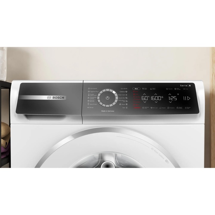 Masina de spalat rufe Bosch WGB25690BY, 10 kg, 1600 RPM, EcoSilence Drive, Home Connect , Iron Assist, Clasa A, 60 cm, Alb