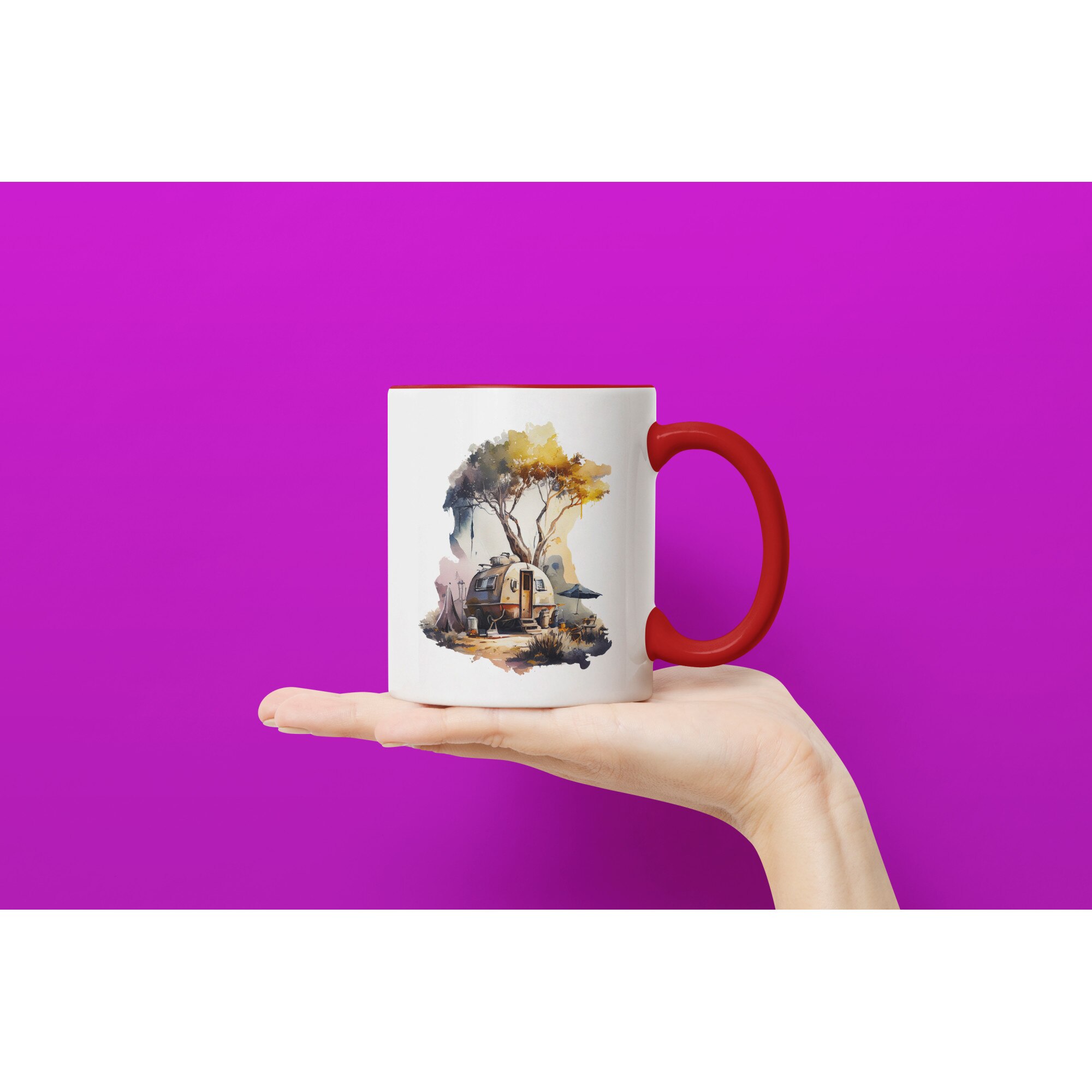 Чаша Пейзаж за къмпинг, Каравана до дървото, Планинско приключение ...