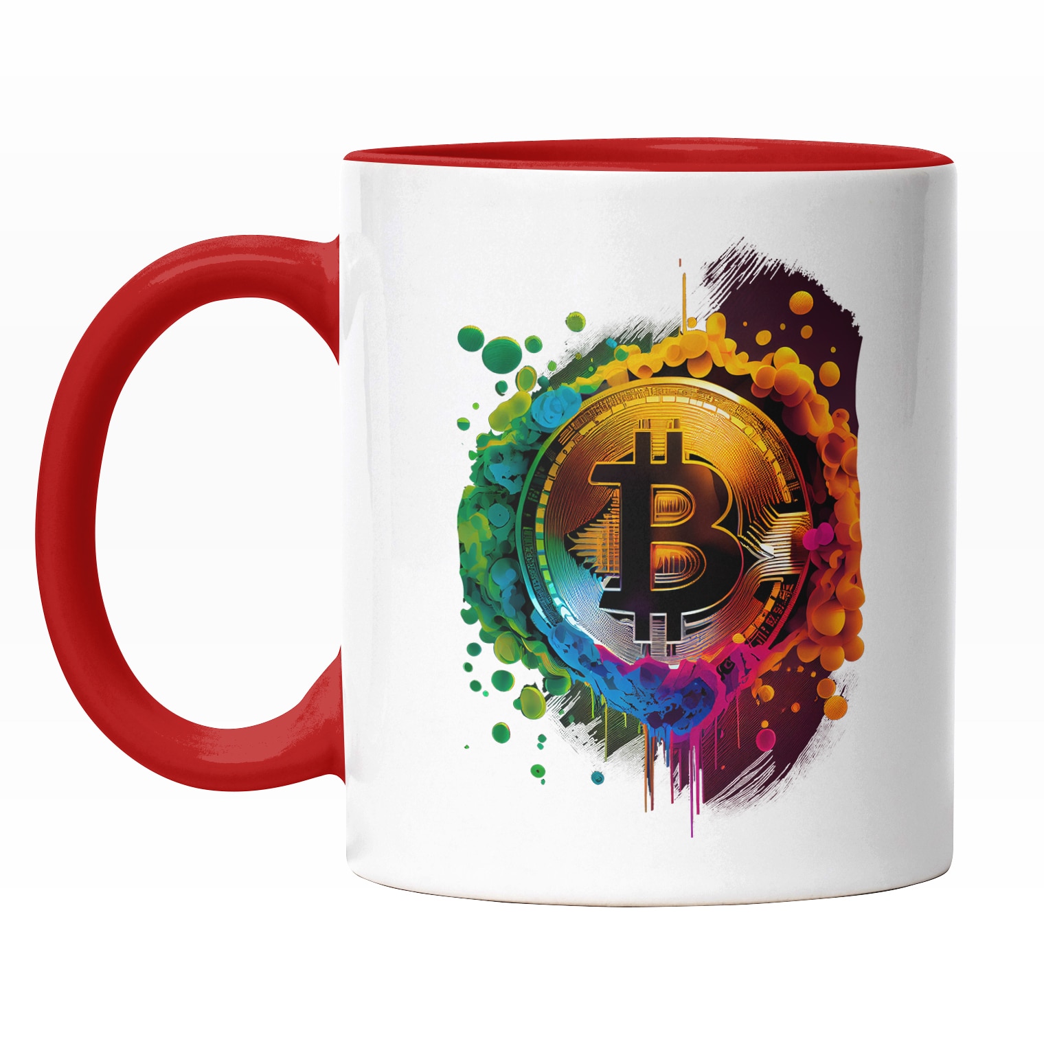 Cana Cu Simbol Bitcoin, Investitii Online, Crypto, Monede Virtuale,  Multicolor 330 ml, Maner Rosu - eMAG.ro
