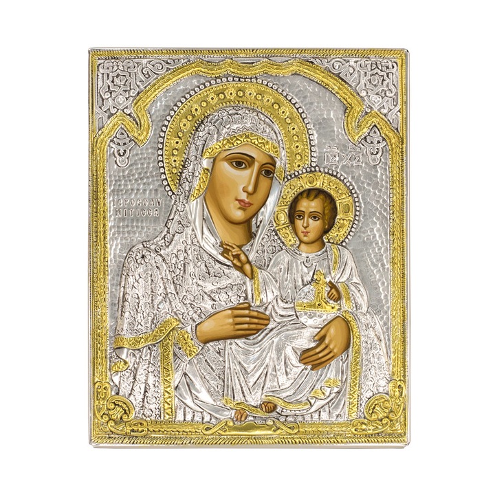 Icoana din argint Maica Domnului din Ierusalim 15x19 cm