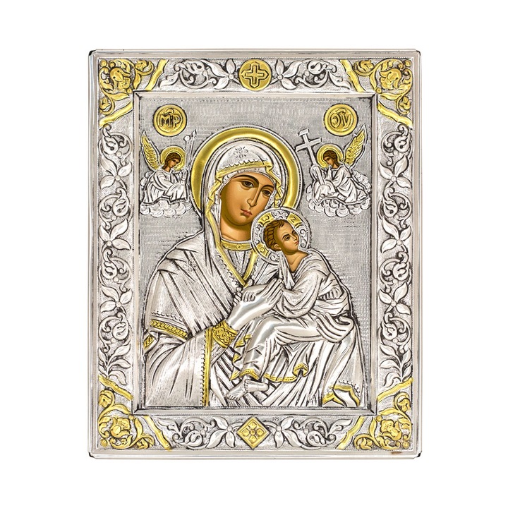 Icoana din argint Maica Domnului Amolintos - Neintinata 15x19 cm