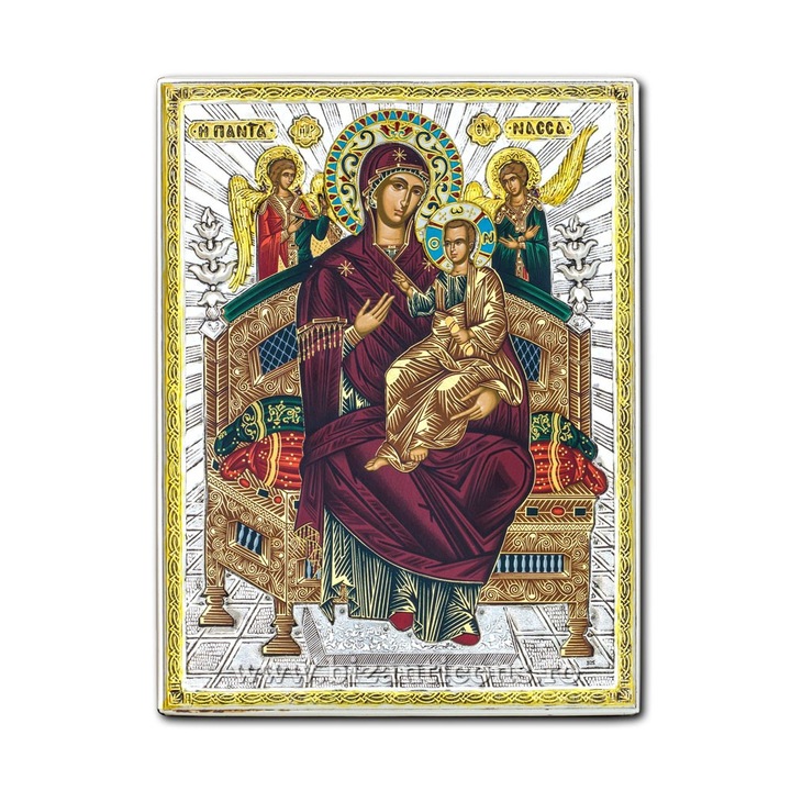 Icoana din argint Maica Domnului Pantanassa Vindecatoarea 19x26 cm