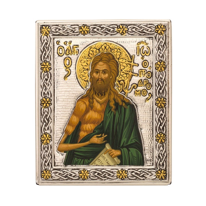 Icoana din argint Sfantul Prooroc Ioan Botezatorul 9X11 cm