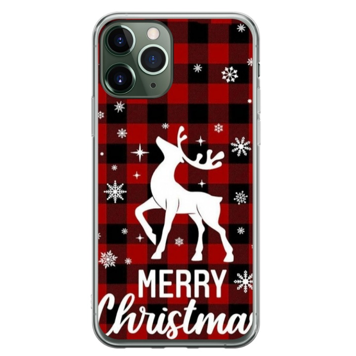 Персонализиран HQ Print 360 градусов калъф за Apple iPhone 11 Pro, модел Merry Christmas Reindeer #2, многоцветен, S1D1M0050