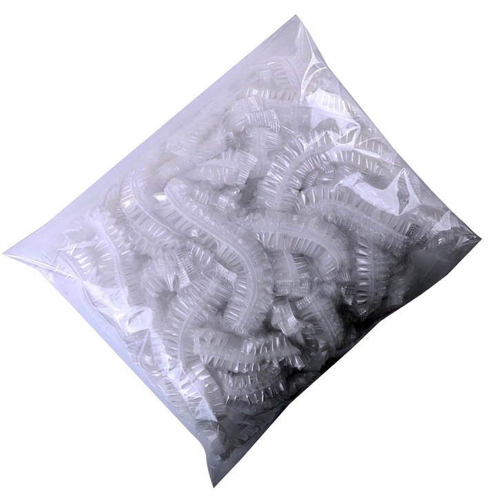 Set 100 Huse de Unica Folosinta pentru Acoperirea Recipientelor din Frigider ZEQAS, Etanseaza Perfect, Previne Raspandirea Mirosurilor, Elasticitate Ridicata si Rezistenta la Caldura, Extensibile pana la 24 cm, Transparente