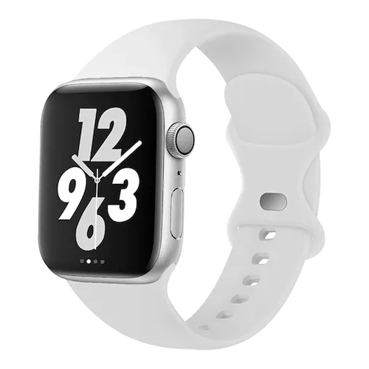 Curea pentru smartwatch, QGKPL, Silicon, Compatibil cu Apple Watch 42/44/45/49mm, Alb