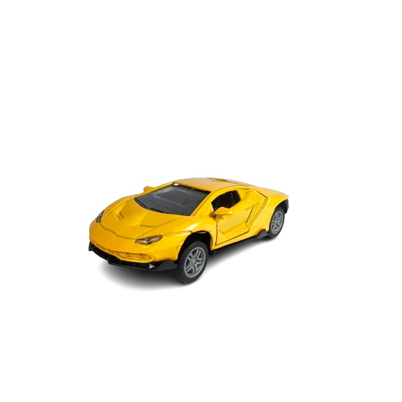 Masina metalica Lamborghini Gallardo, cu lumini si sunete, usi mobile,  mecanism de lansare de tip “Pull Back”, scara 1:32 Galben 