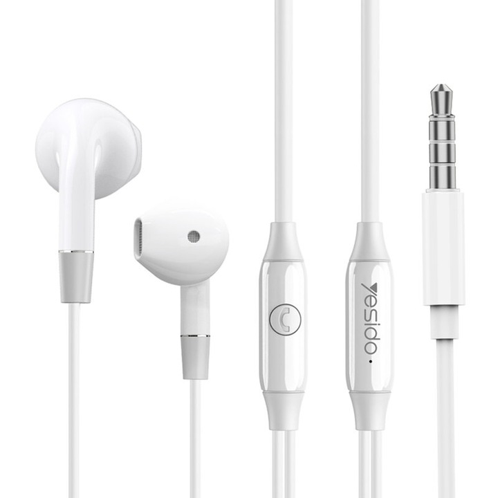Kihangosított fülbe helyezhető fejhallgató, Jack 3,5 mm-es audio csatlakozó, HD mikrofon, 1,2 m, fehér, KOF-BBL7929