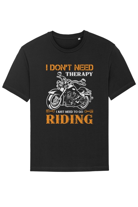 Мъжка тениска, Riding therapy, Relaxed fit, Черна, S
