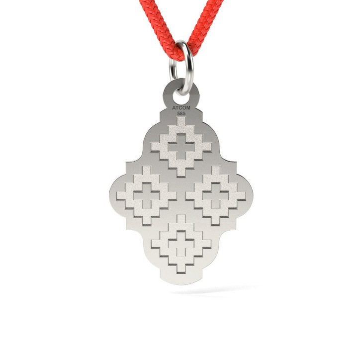 Висулка от бяло злато с кабел Традиционни трансилвански мотиви