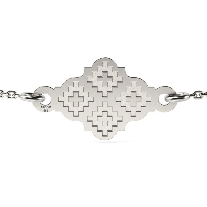 Ezüst lánc karkötő Hagyományos Ardeal motívumokkal