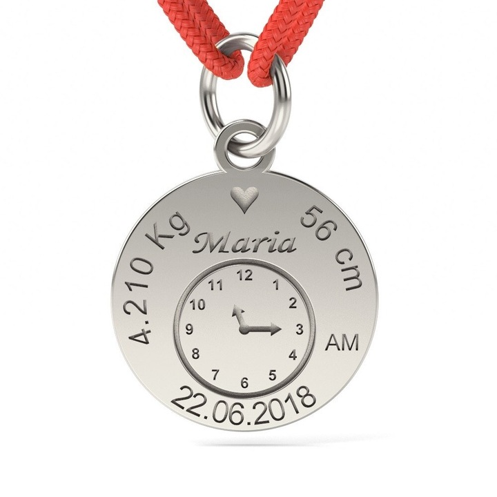 Висулка Birthday Clock, Бяло злато